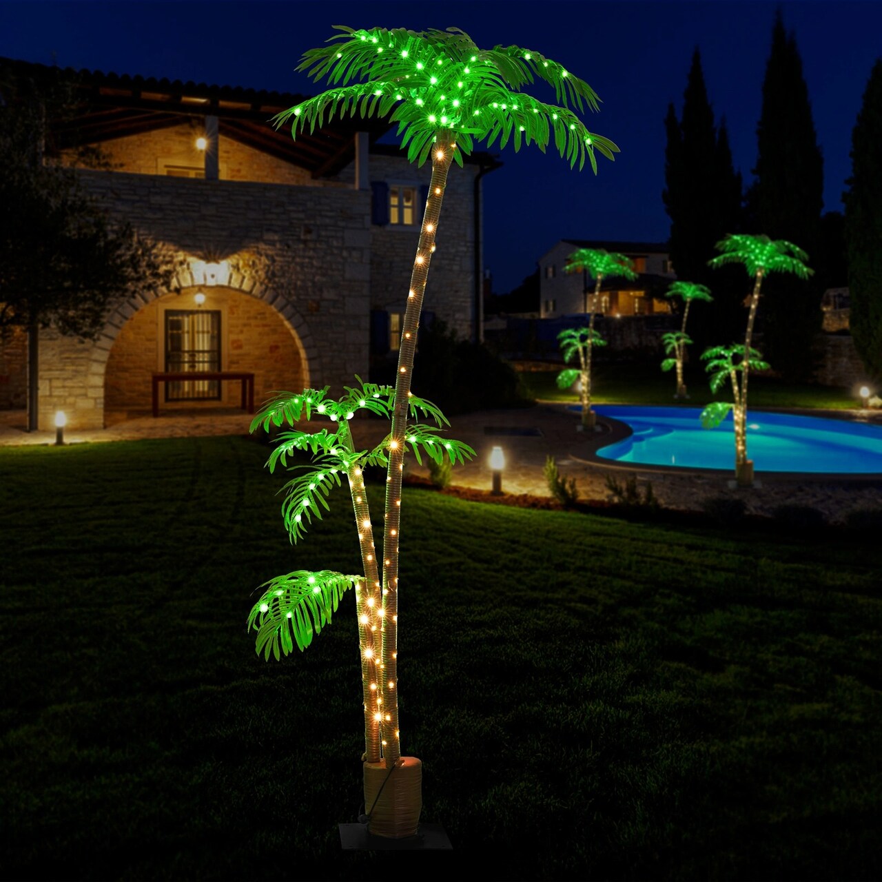6FT Solar Lighted Palm Tree for Outdoor Christmas Decor